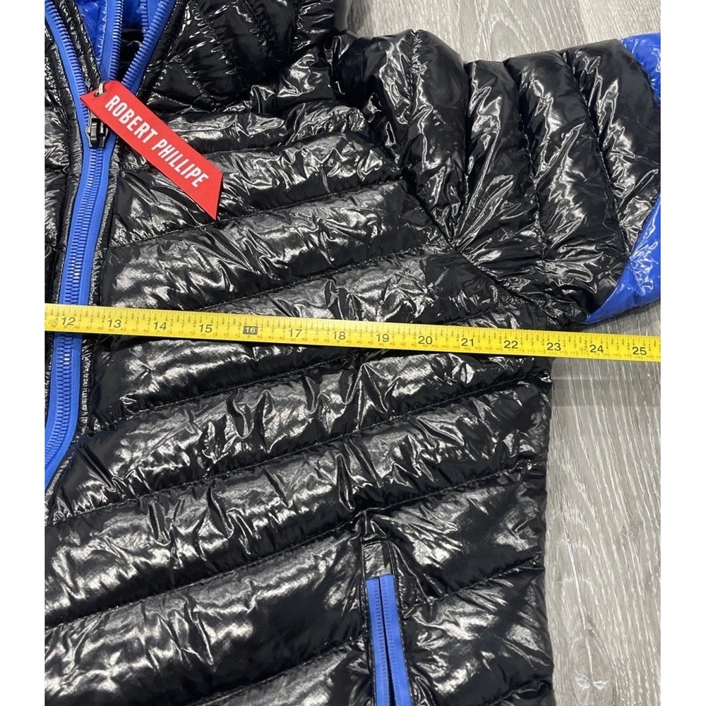 Robert Phillips EST. 1988 Authentic Manufactured Black/Blue Puffer Jacket Mens L - Picture 5 of 9